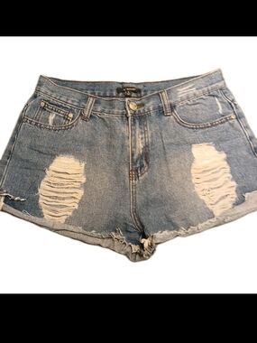 Evenuel Distressed Blue Denim Women’s Shorts Large